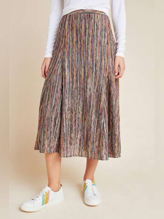 Anthropologie Dresses & Skirts - Anthropologie Maeve Freya Midi Skirt Multicolor Boho Pleated Elastic Waist